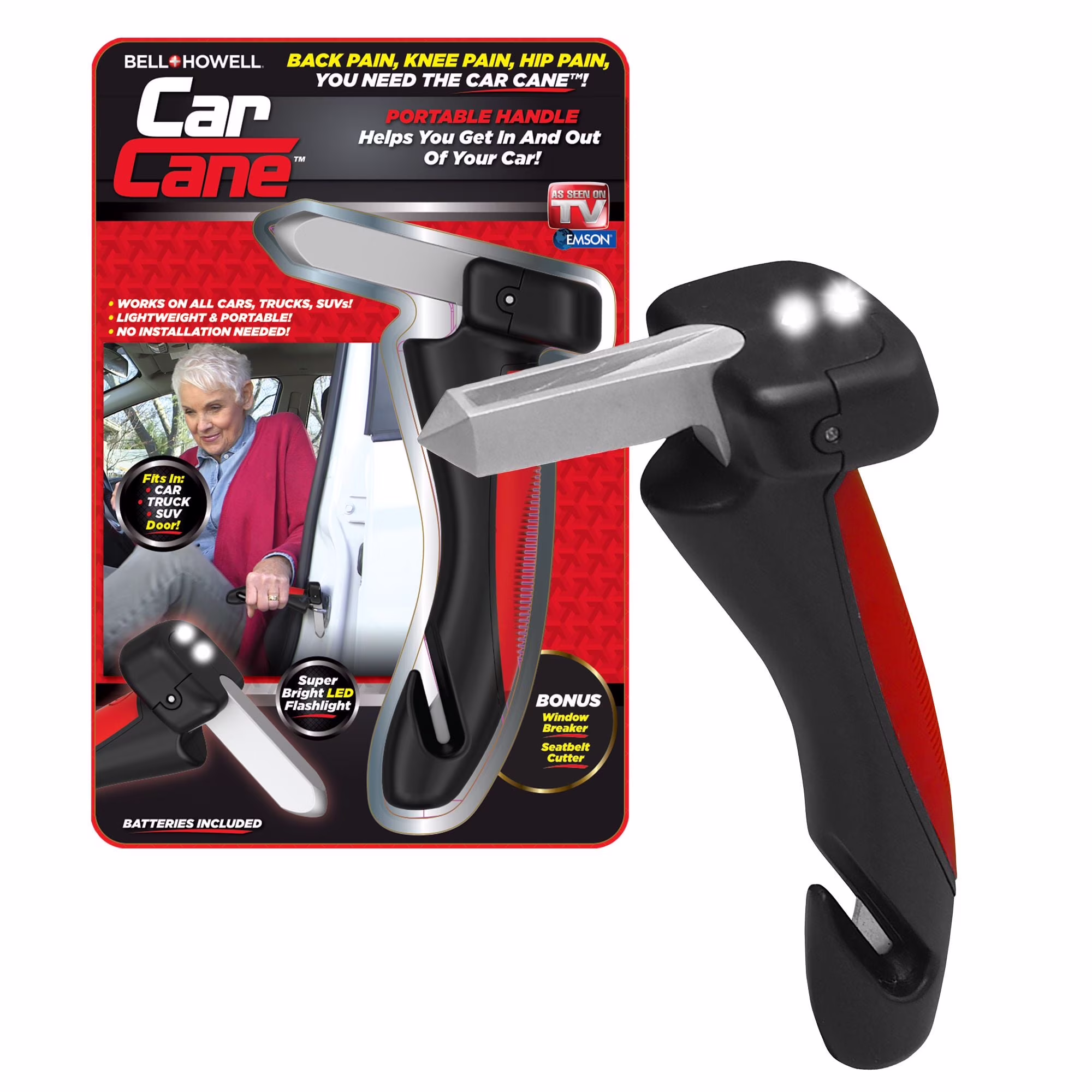 Emson Car Cane, All-in-One Car Cane Door Handle and Mobility Aid